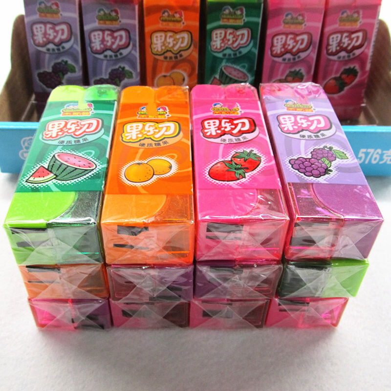 果乐刀玩具糖果草莓葡萄西瓜橙子味硬质糖零食净含量12g 整盒48支混合
