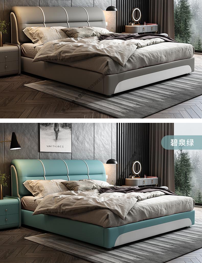 皮床现代简约2米x2米主卧大床乘2.2实木储物双人2.