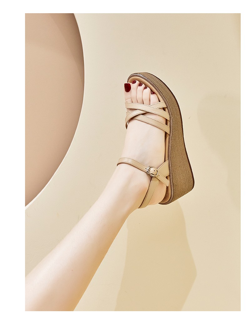 法国montagut梦特娇坡跟凉鞋女2021夏天百搭防水台厚底超高跟一字扣带