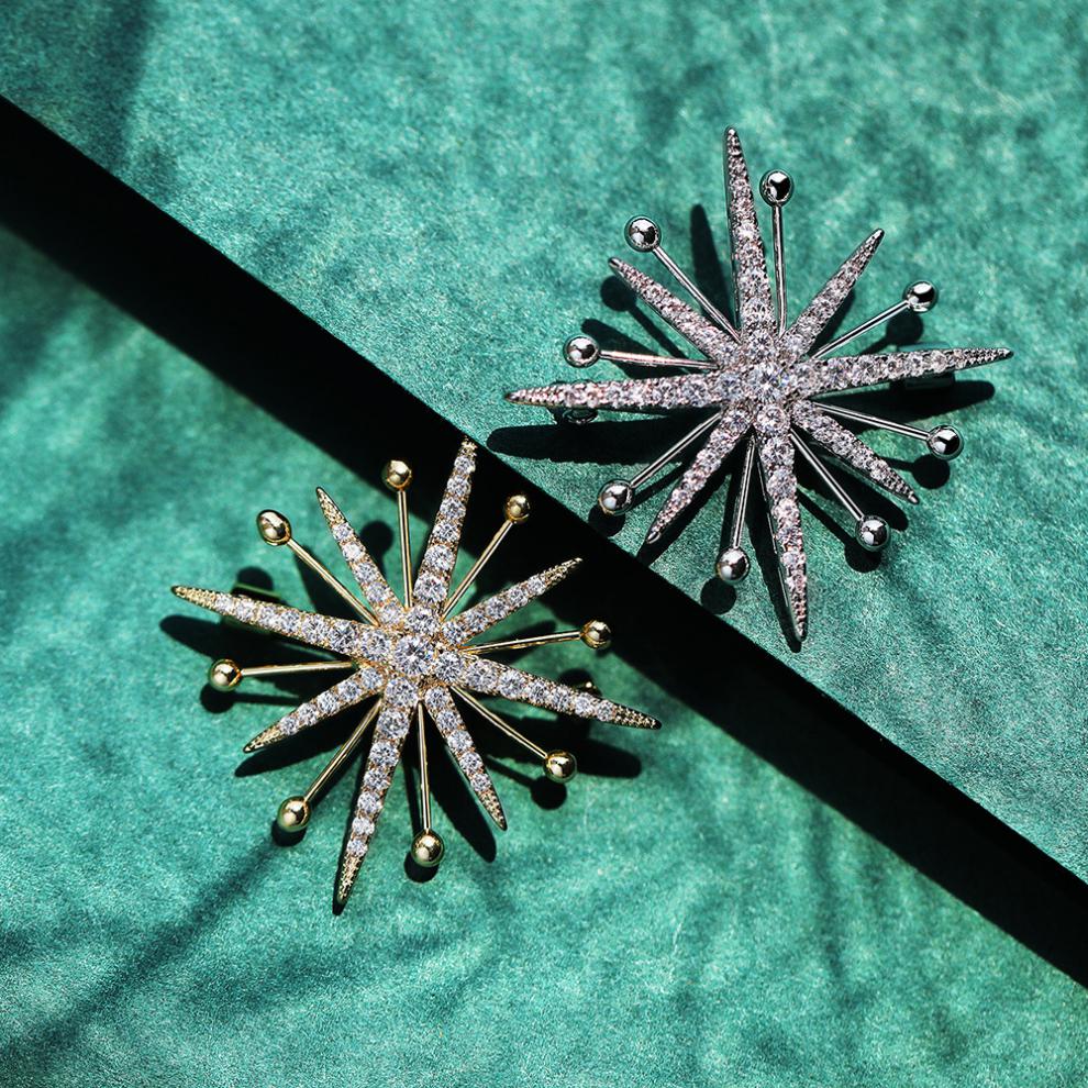 yqmhcxks 锆石雪花胸针服装配件胸花 别针 x1724-1-196【图片 价格