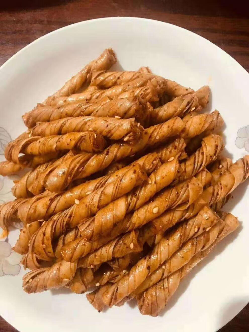 小豆筋 麻辣豆皮卷豆条网红手工辣条原料素牛排蛋白肉豆制品干货 豆筋