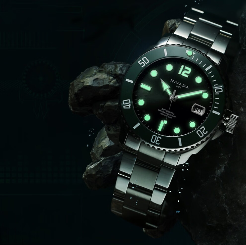 尼维达nivada瑞士手表品牌腕表绿水鬼男士300m潜水表自动机械夜光手表