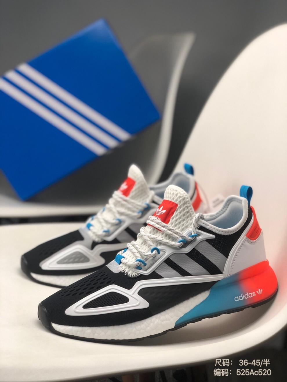 三叶草originalszx2k易烊千玺同款爆缓震运动鞋白绿底43