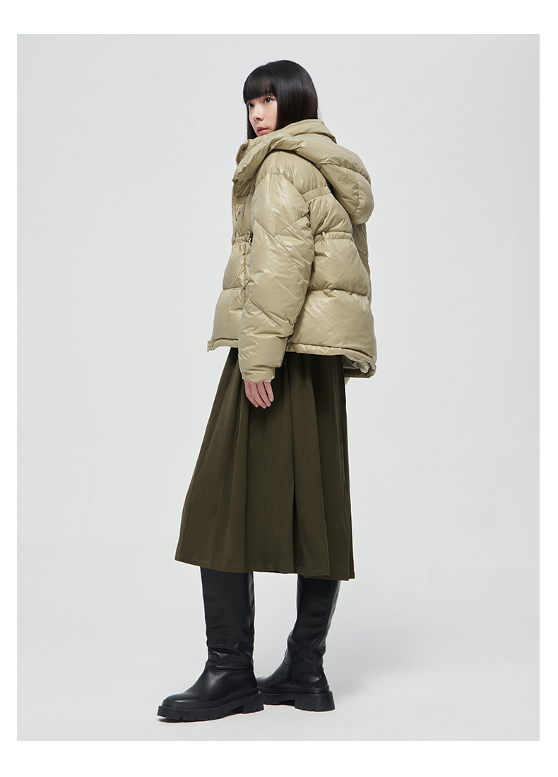 themslan面包服舒适保暖女士时尚抽绳短羽绒服mslan 浅卡其 m【图片