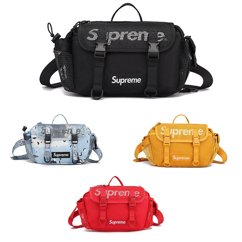 supreme20ss48thwaistbag3m迷彩网眼格单肩包斜挎包男女腰包黑色