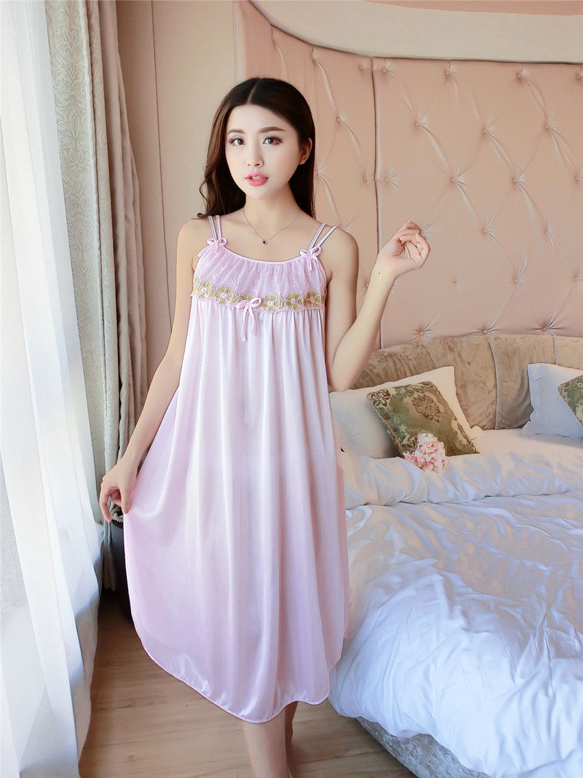 夏季女士睡裙吊带加肥大码冰丝200斤夏天睡衣328深紫4xl建议180200斤