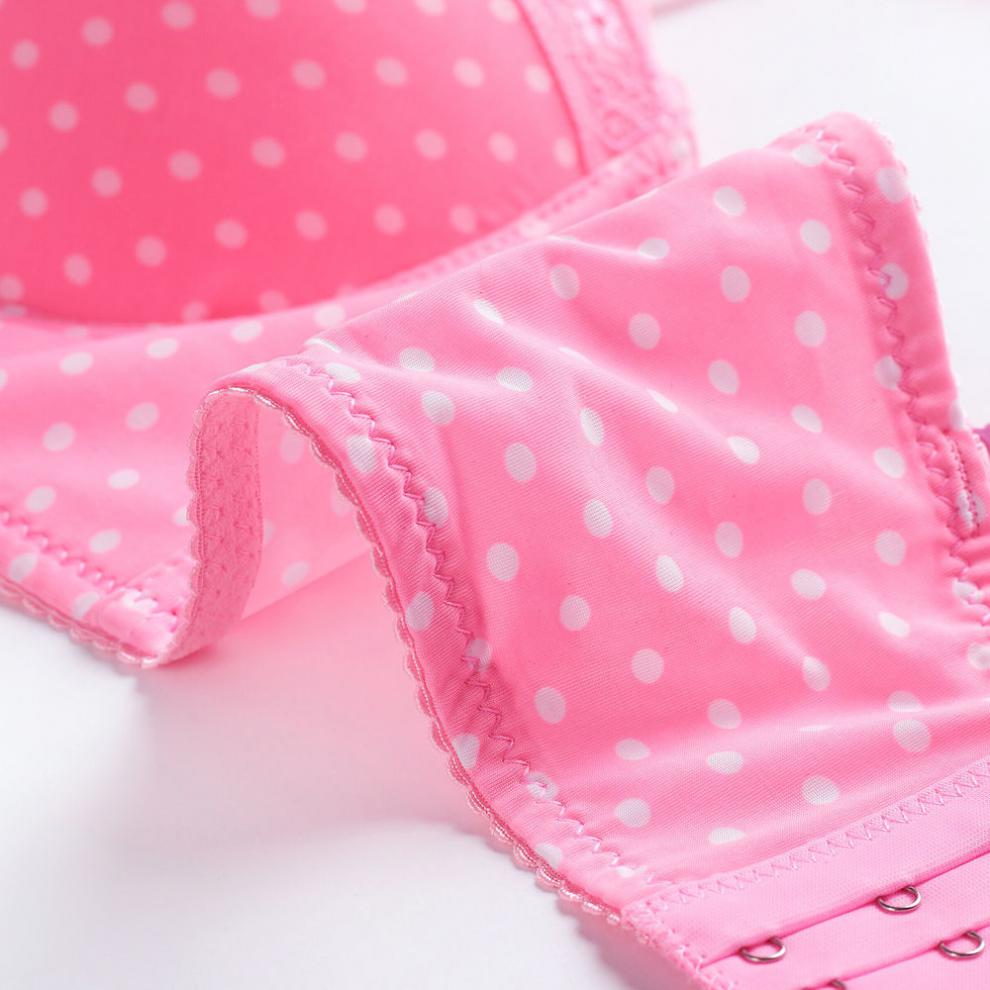 性感光面内衣女波点少女聚拢文胸半杯女士胸罩商场同款2排扣粉色75b