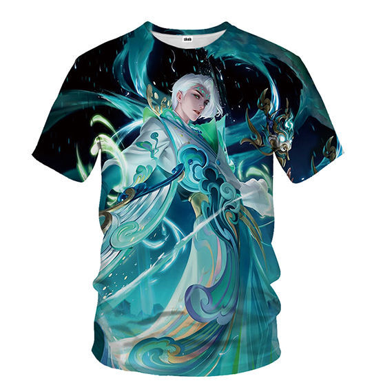 欢喜嘟仔2022王者荣耀3d印花短袖马超神威t恤衫中学生青少年可定制