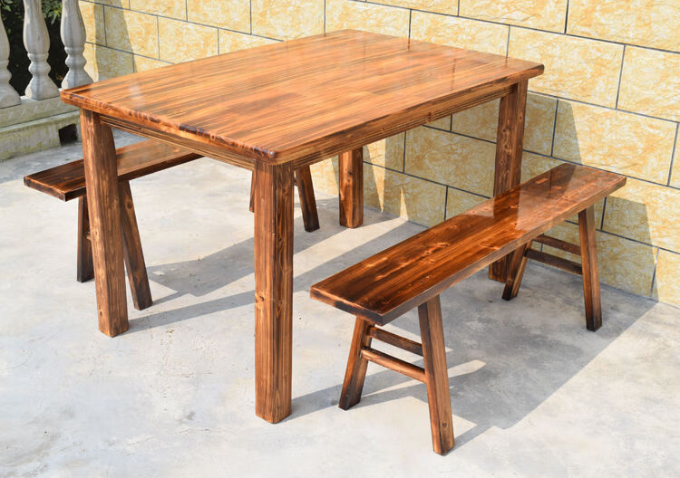 墨绩 小户型实木餐桌椅组合柏木餐桌饭桌面馆小吃店四人桌长条桌快餐