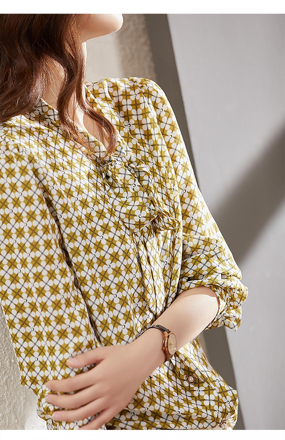 梵希蔓长袖碎花衬衫女2021秋季新款洋气减龄上衣百搭职业气质衬衣 f8