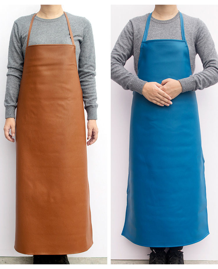 yuhualei水油皮革围裙男女厨房pu软皮围腰长款成人工厂耐磨工作服n8