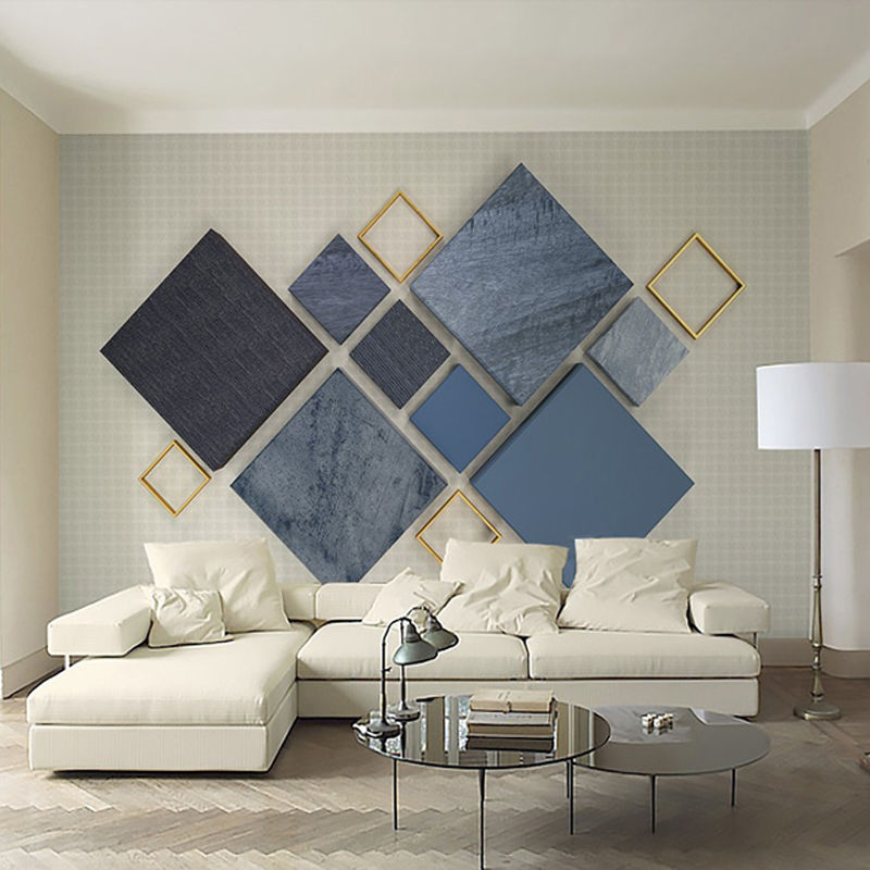 电视背景墙北欧几何简约现代卧室客厅影视8d立体墙纸壁画q款8d凹凸