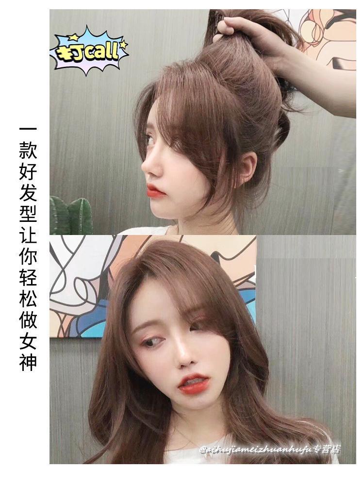 刘海假发女法式中分八字两侧斜刘海自然偏分鬓角假发片小片式抖音单片