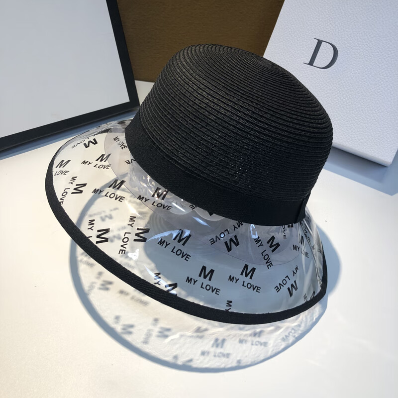 22春夏新品防晒帽明星同款遮阳帽透明帽盆帽可折叠可调节 白色 可调节