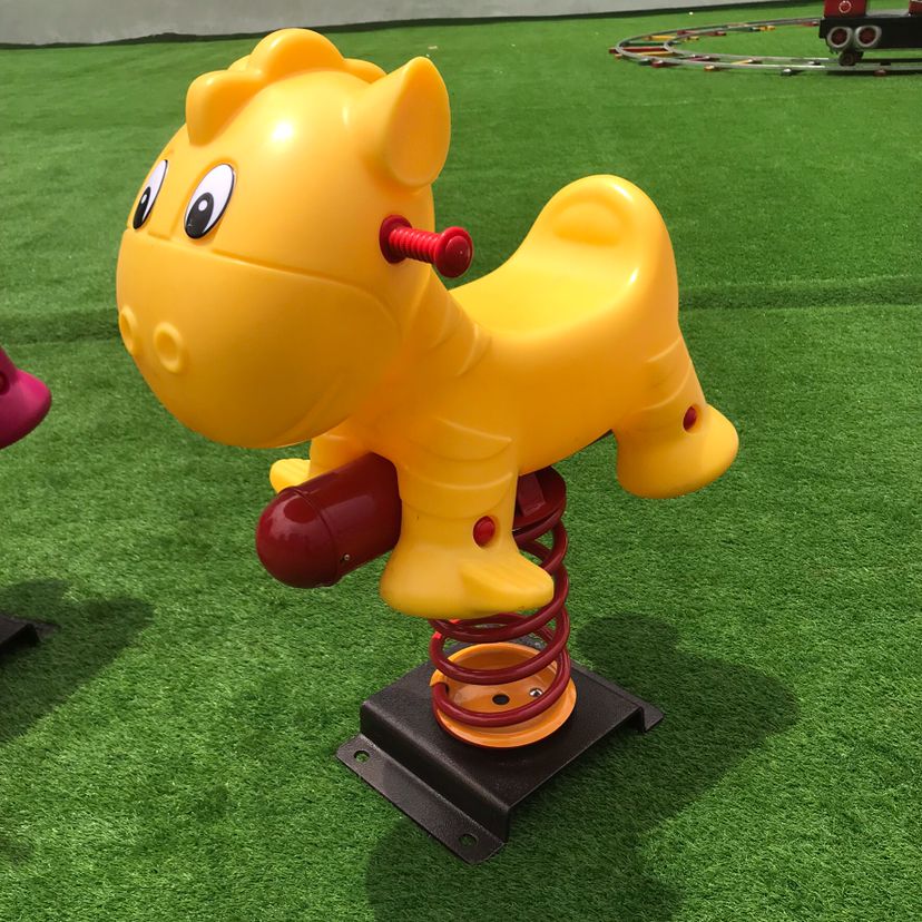 幼儿园儿童户外摇马室外游乐设施双人弹簧跷跷板摇摇乐翘翘板柠檬黄17