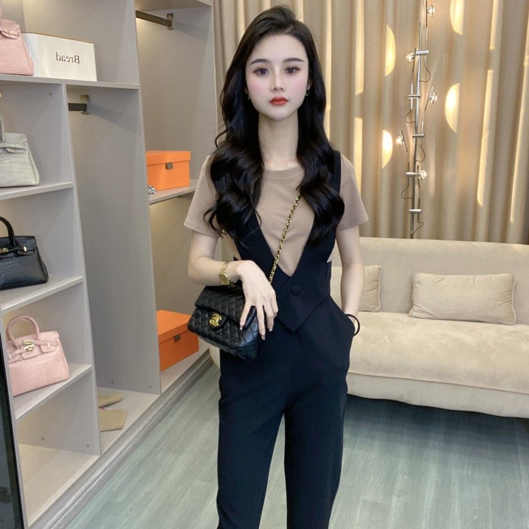 夏天的衣服女连体裤夏装时尚莲休库气质显高显瘦连衣裤女2022夏季新款