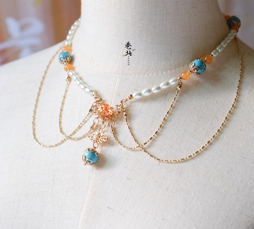 唐制汉服项链坦领配饰裙敦煌飞天项圈遇见神鹿瑶饰品软璎珞轻奢高档