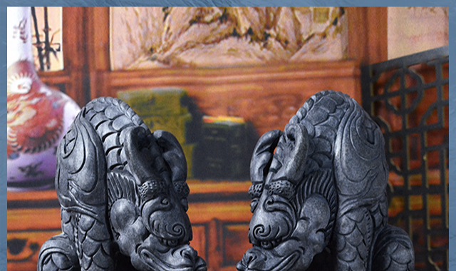 石雕青石吸水兽摆件门口兽看门门墩避水兽石头吸水兽 高60长23宽18