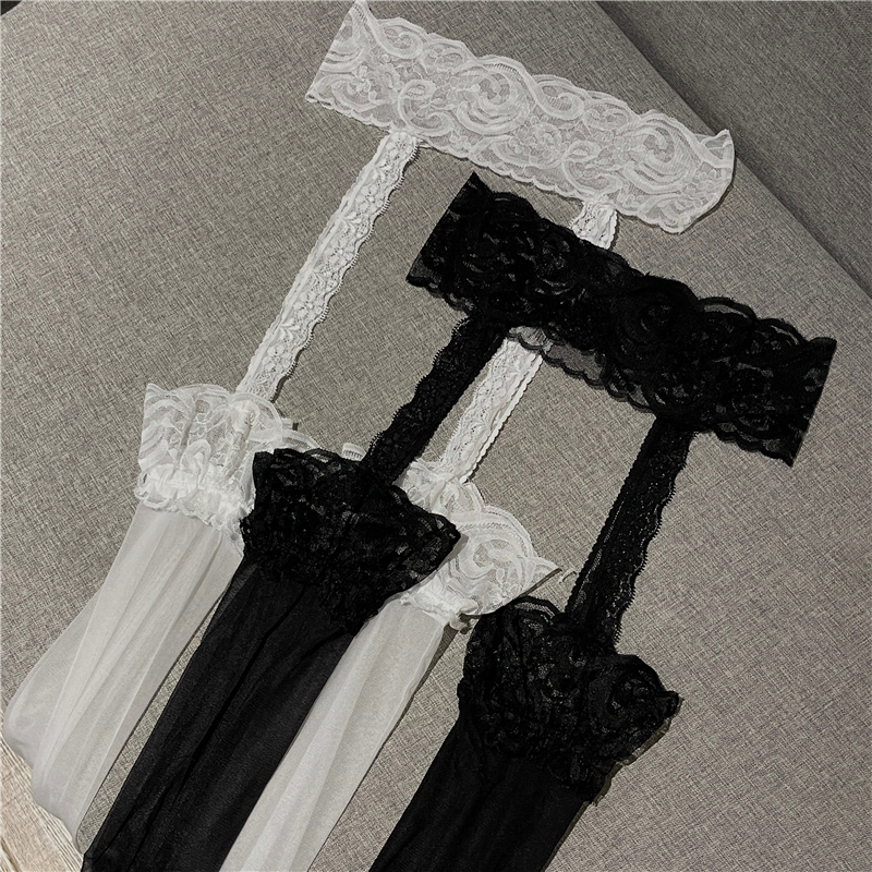 2022年性感显瘦大长腿吊带袜免脱黑丝火辣蕾丝边白丝袜子 白色 韭码