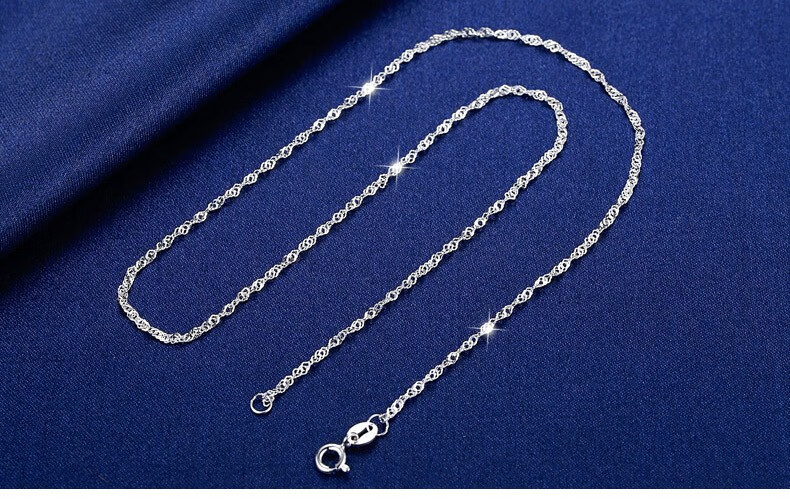 liwo925银水波纹项链女款水波纹款