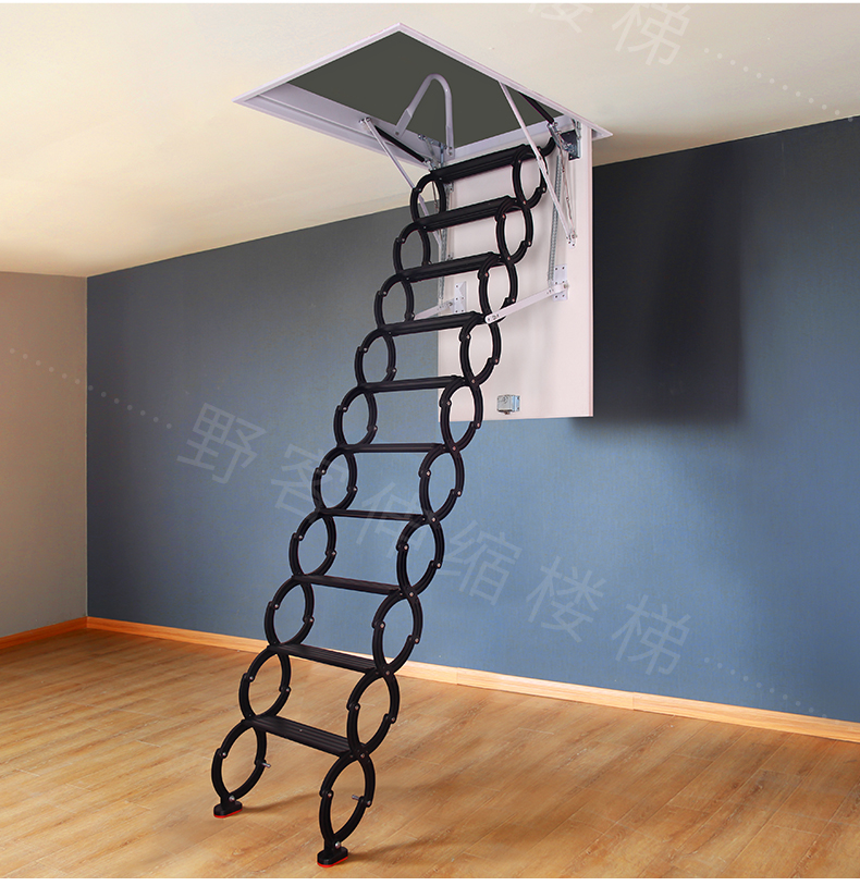 野客电动伸缩梯阁楼楼梯全自动伸缩梯遥控升降梯折叠复式别墅隐形楼梯