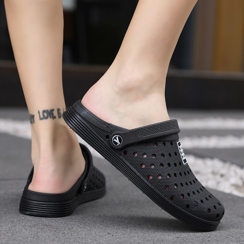 捡漏特价高品质凉鞋男男洞洞鞋沙滩凉鞋轻款大码黑白42