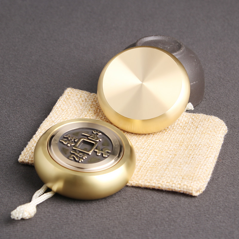 江勇牛转乾坤纯铜指尖陀螺铜钱转钱手把件成人减压神器edc手指陀螺