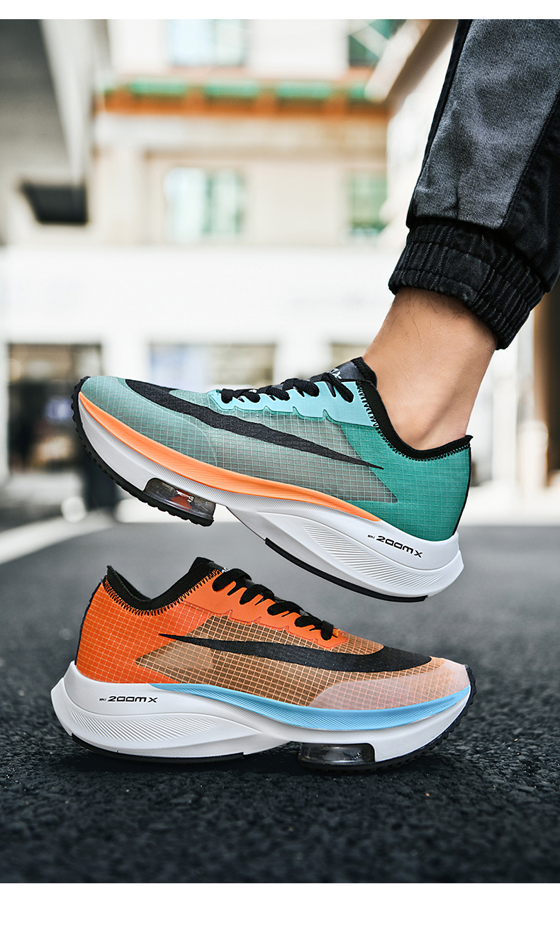 鞋马拉松莆田官网运动鞋飞马网面破二跑步鞋男鸳鸯气垫跑鞋5000白红44