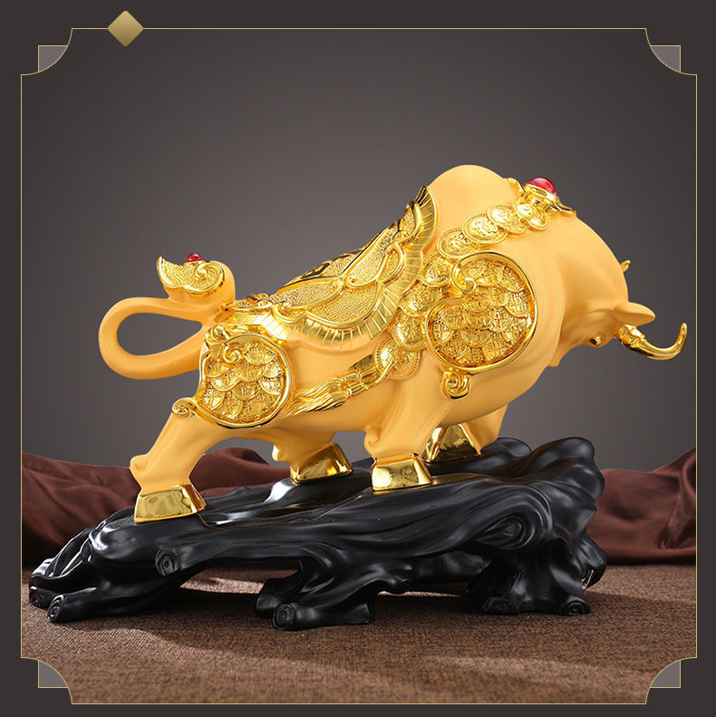 金牛摆件镇i宅客厅家居办公室桌面商务开业礼品新年吉祥物 【聚宝盆款