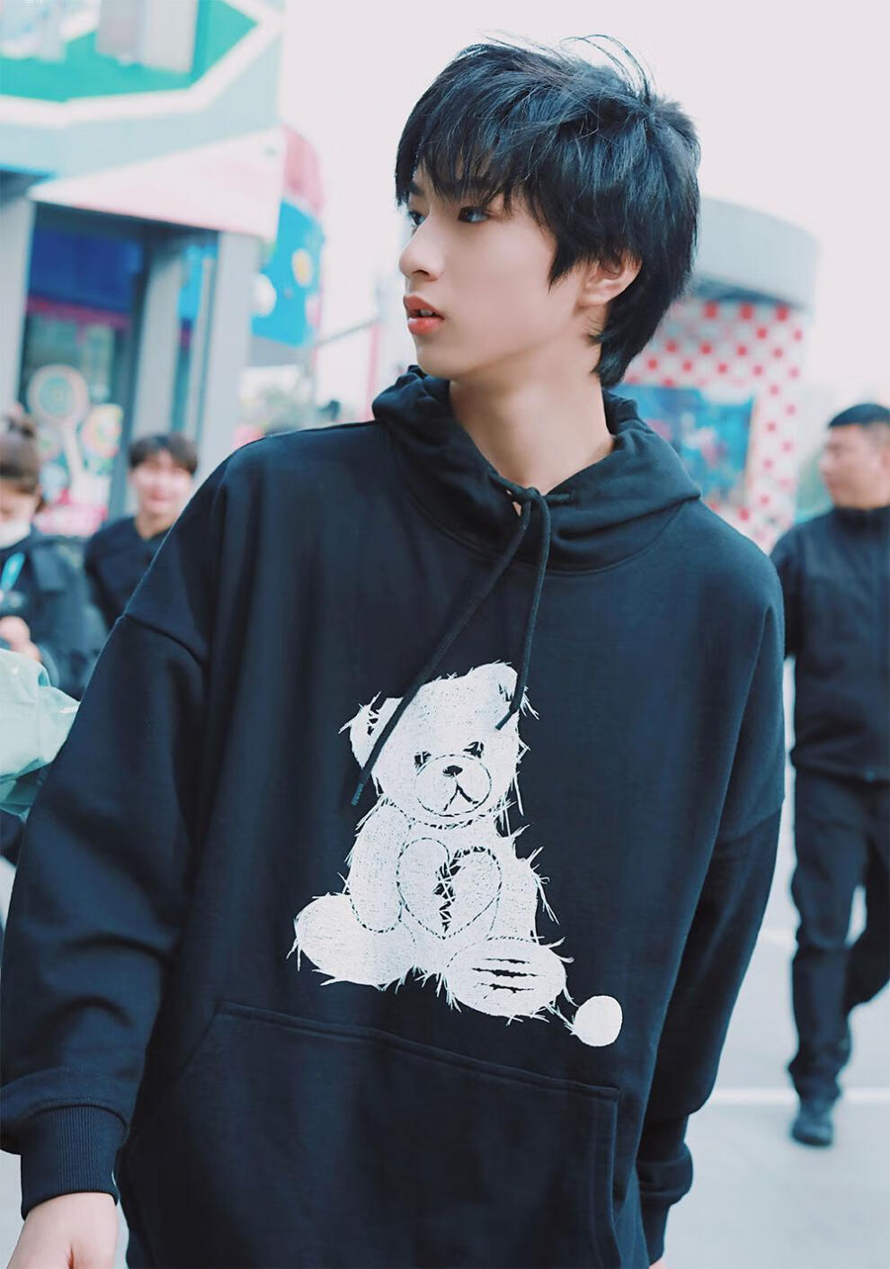 刘耀文同款衣服卫衣外套tnt时代少年团宋亚轩马嘉祺黑色小熊血爪抓痕