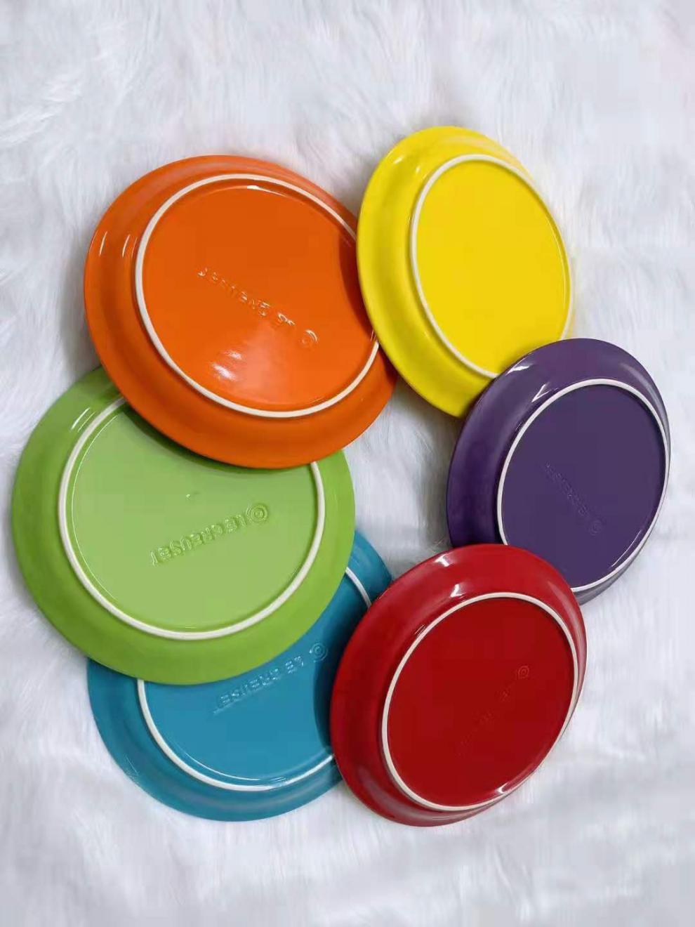 2022新款lecreuset盘子法国lecreuset酷彩渐变色陶瓷餐具23cm盘子炻瓷