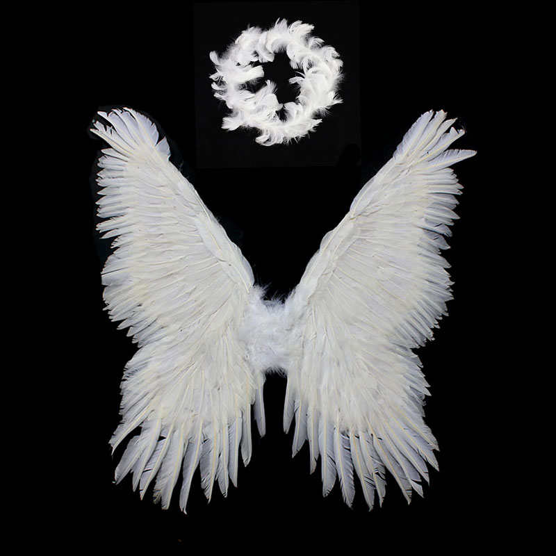 迪士尼品牌翅膀儿童玩具大号白色羽毛天使蝴蝶款婚纱摄影道具仙女公主