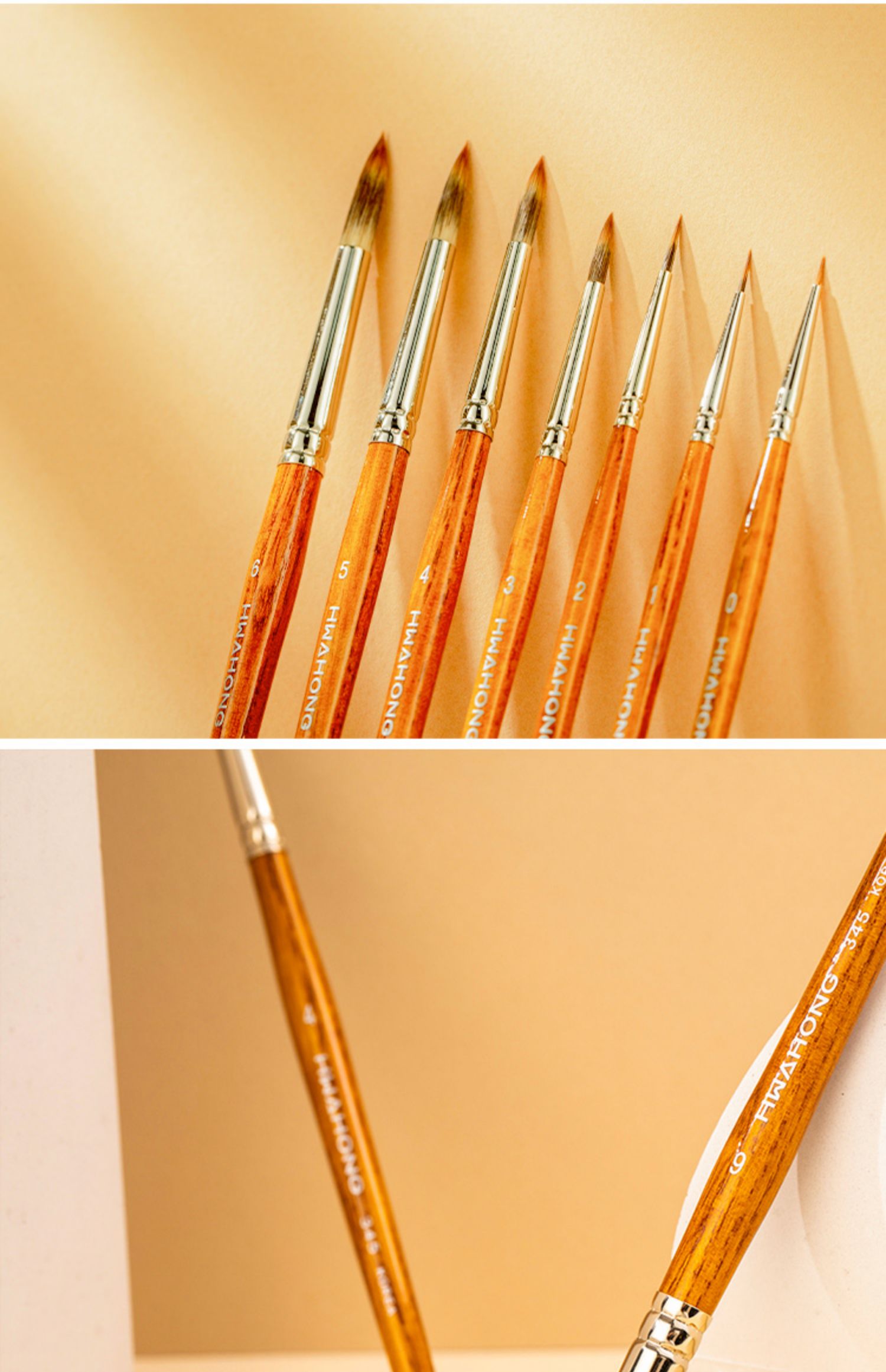 hwahong华虹345木杆水彩画笔极细绘画勾线笔面相美甲笔345系列0