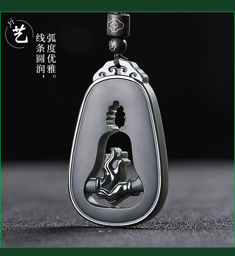 和田玉悟道吊坠男塔青玉一细料佛手女款一心向佛玉石玉坠玉佩寺庙合作