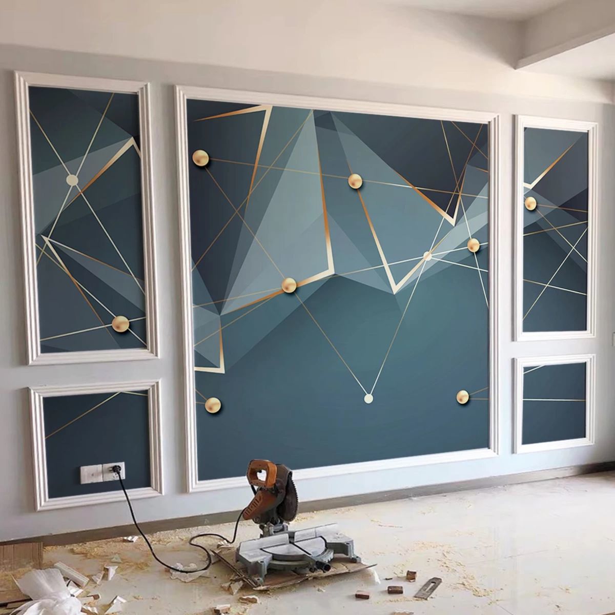 电视背景墙纸自粘客厅新款影视墙壁布卧室装饰贴画立体五宫格墙布款式