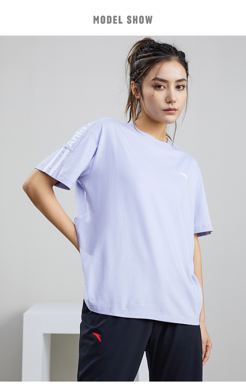 安踏运动短袖t恤女2022夏季新款白色跑步运动透气上衣162227134官方