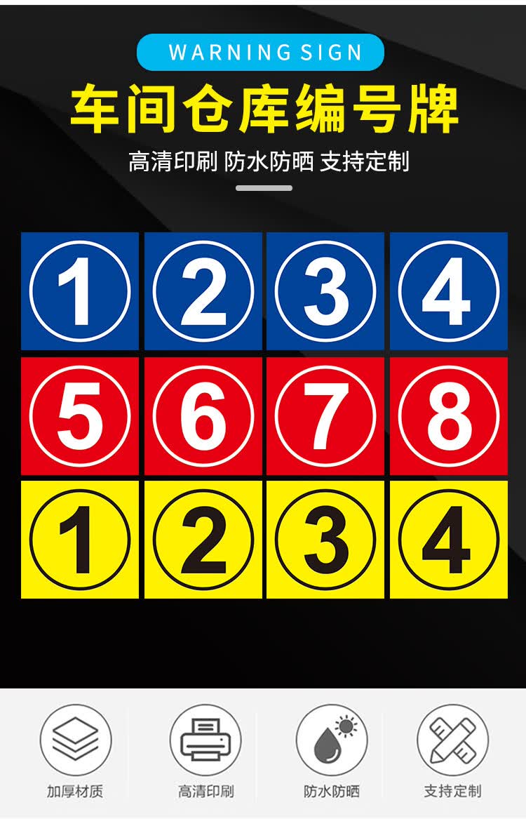 梦倾城数字标识牌车间仓库编号牌厂区大门区域划分数字标志牌门牌号
