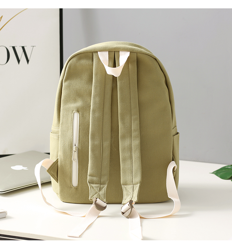 日系帆布背包女原宿纯色旅行双肩包韩版初中高中生大学生百搭书包黑色