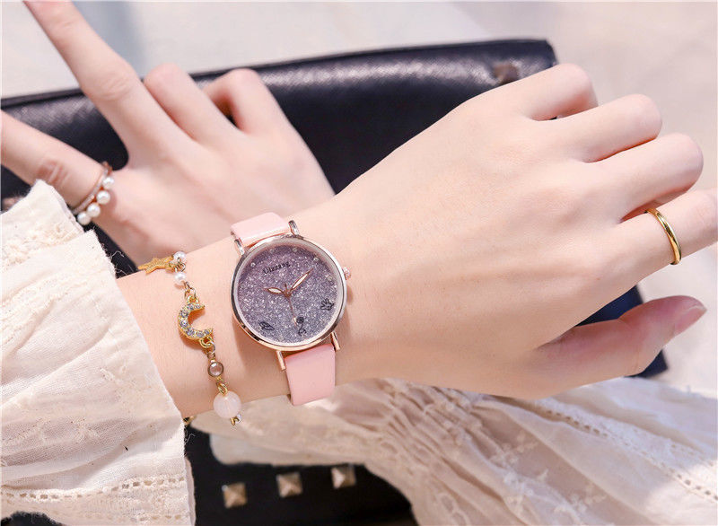 disney/ 梦幻紫星空流沙少女心手表小仙女高颜值初中生可爱软妹日系