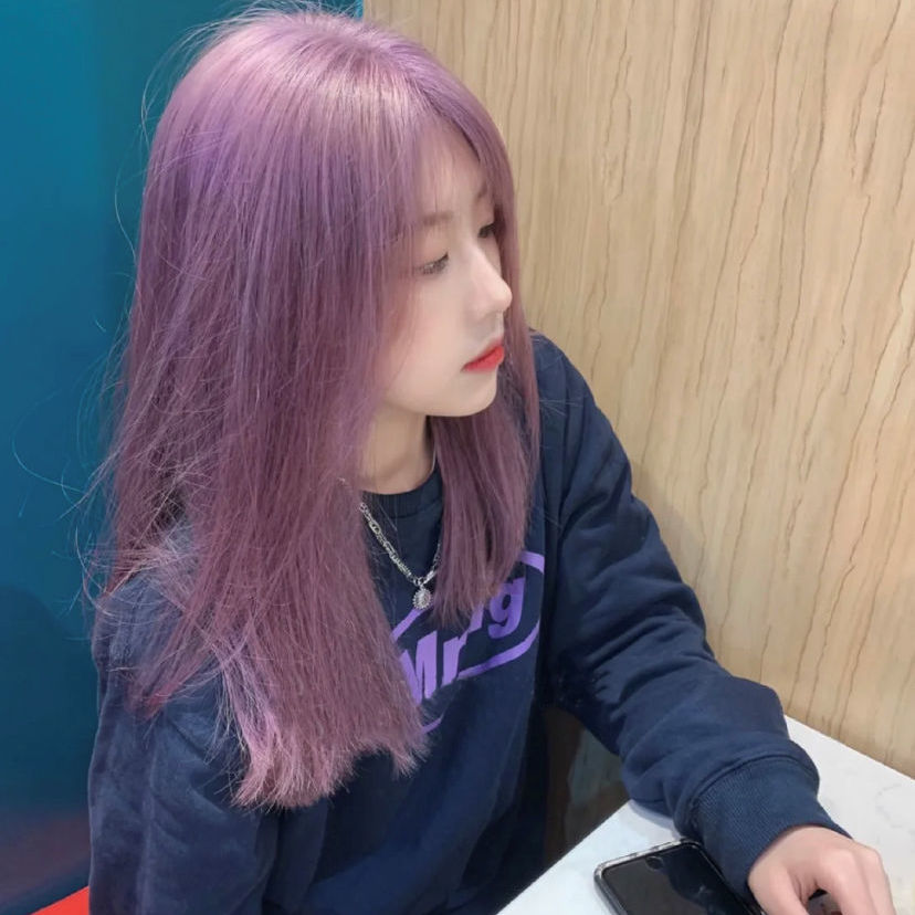 白潮色薄藤紫罗兰年轻人自己在家染发膏 紫灰色送褪色粉(染过颜色拍)