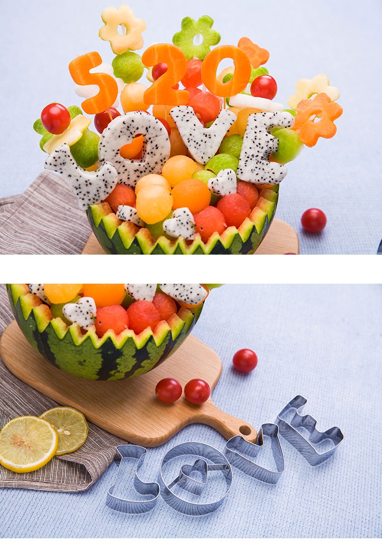 不锈钢蔬菜水果造型器压花器love情人节饼干蛋糕模具水果拼盘工具