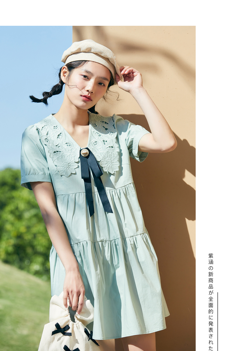 夏日午后花园 紫涵2021年夏装新款娃娃裙分层拼接宽松连衣裙裙子 少女