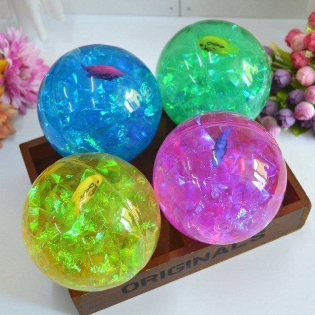 儿童发光水晶球夜光弹力跳跳球宝宝玩具小男孩批发摆地摊货源不发光65