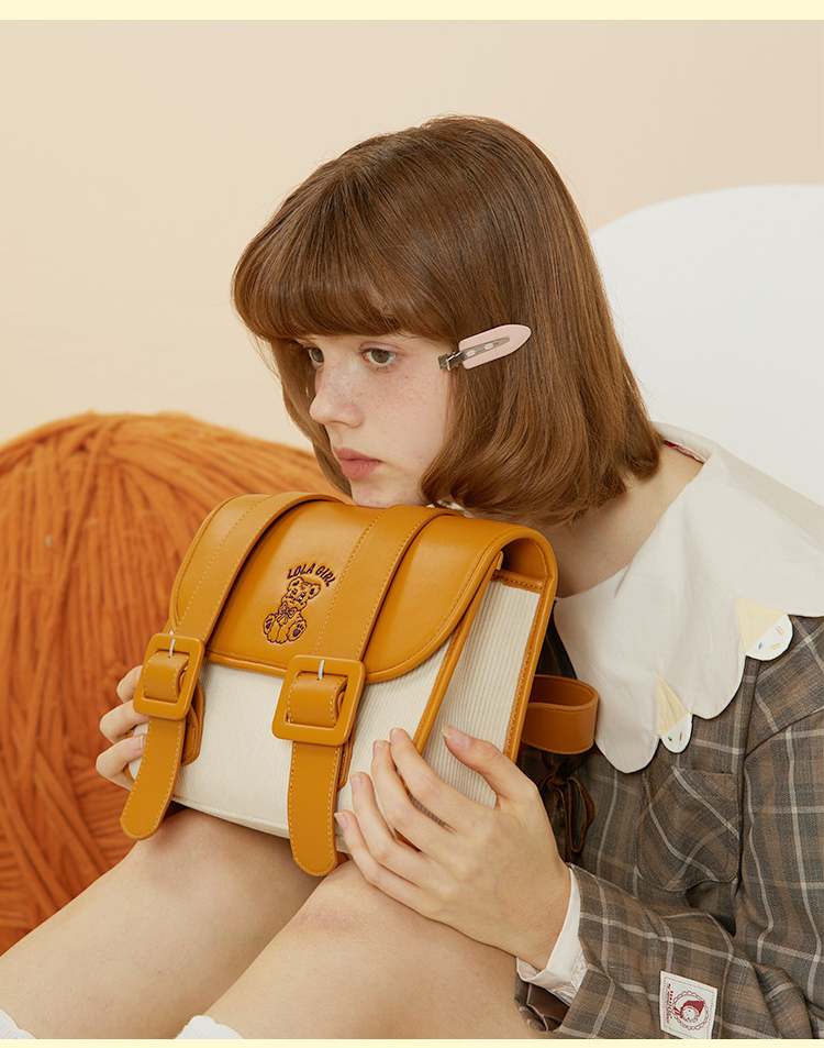 lola design「奶油小熊」可爱单肩腋下包 元气少女小众设计小包包