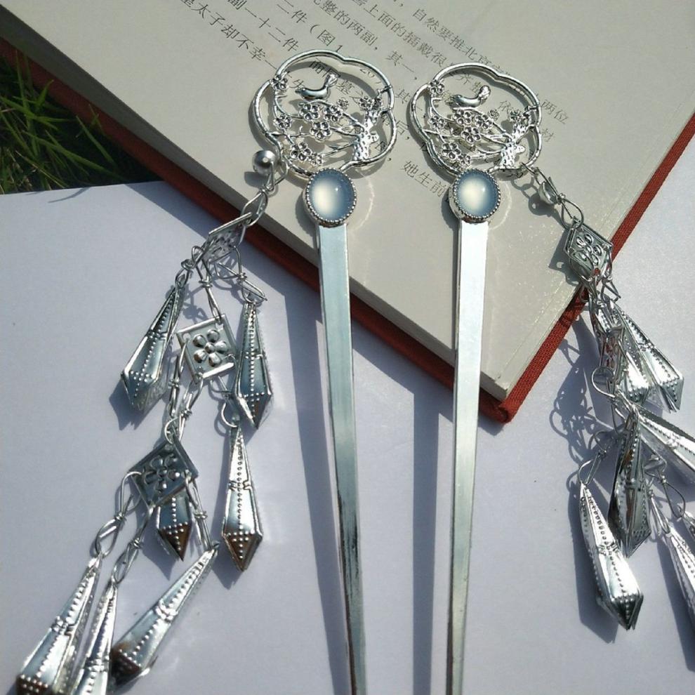 龙船节苗族绣花少数民族头饰贵州苗族银饰侗族发簪流苏发钗汉服簪子