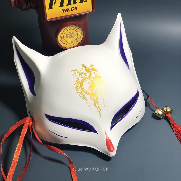 鬼武士面具半脸 面具日式鬼武士半脸脸儿童帅气古风狼人杀二次元舞会