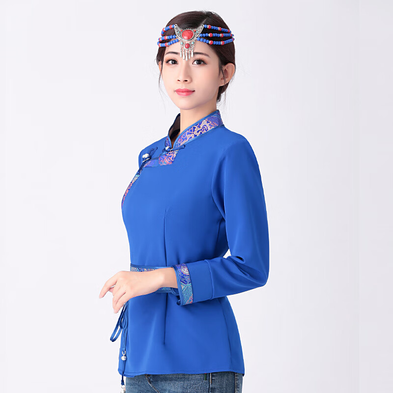 成人夏季日常蒙古族服装蒙古女蒙古袍装女短款蒙古素上衣蒙古服饰女