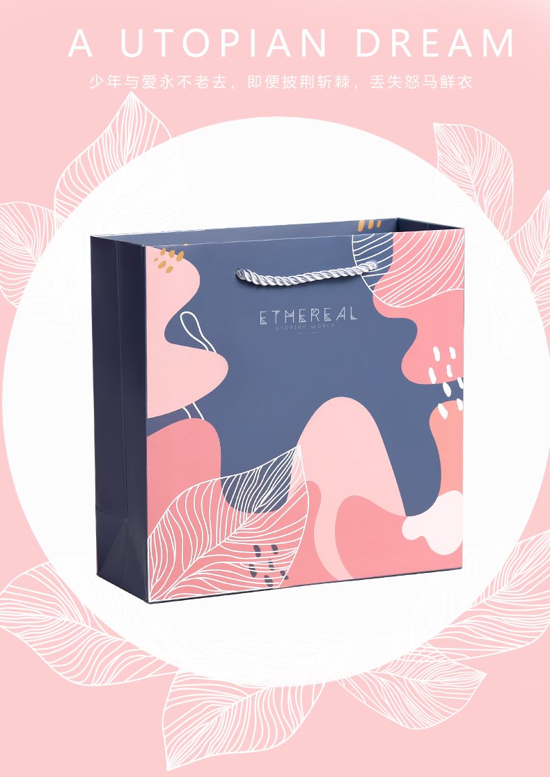 生日礼品袋礼物袋原创韩版ins风伴手礼手提袋女生送礼包装袋纸袋 米色 小号20*20*8cm【3个装】
