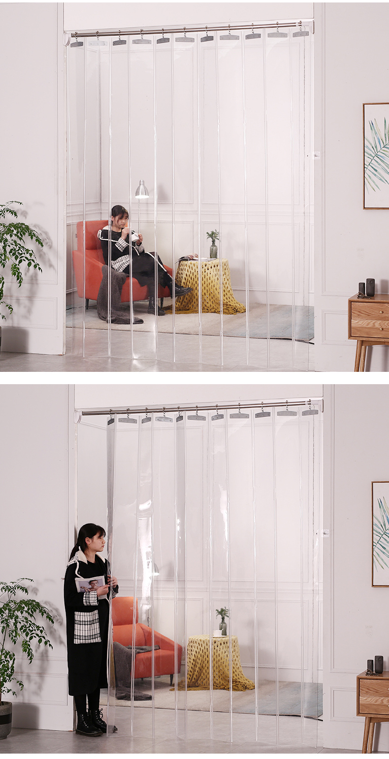 家用免打孔折叠推拉透明塑料pvc软门帘空调门帘透明门帘透明磁吸门帘