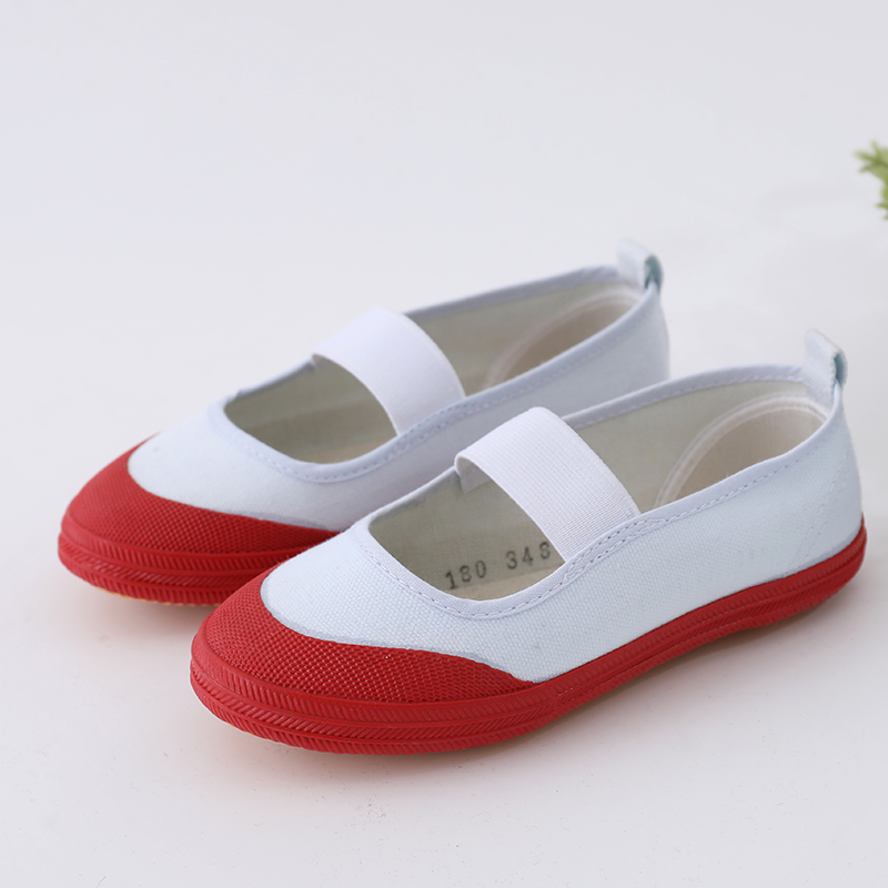 儿童体操鞋小白鞋儿童布鞋男女舞蹈鞋体操帆布鞋幼儿园学校演出活动